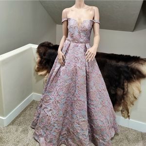 Elegant Pink and Gray Prom Dress